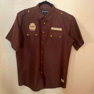 Red Ape Size 2X Brown Button Down Shirt.
